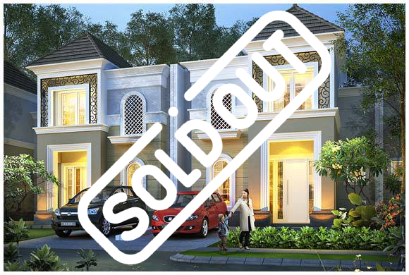 Tampak depan rumah tipe Willow di Klaster Arborside, CitraLand Cirebon. Rumah dua lantai dengan desain modern yang elegan dan stempel "Sold Out" yang menandakan unit sudah tidak tersedia.